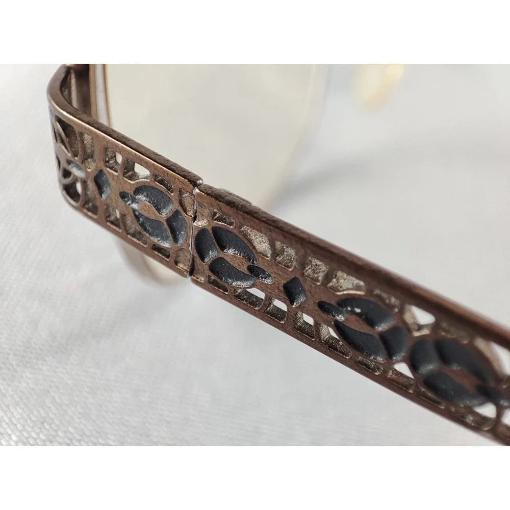 ELLE EL13430‎ BR Womens Eyeglasses Frame Brown Metal Semi-Rimless 50-19-135
